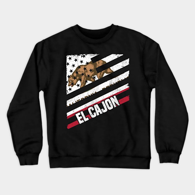 El Cajon California CA Group City Silhouette Flag Crewneck Sweatshirt by jkshirts